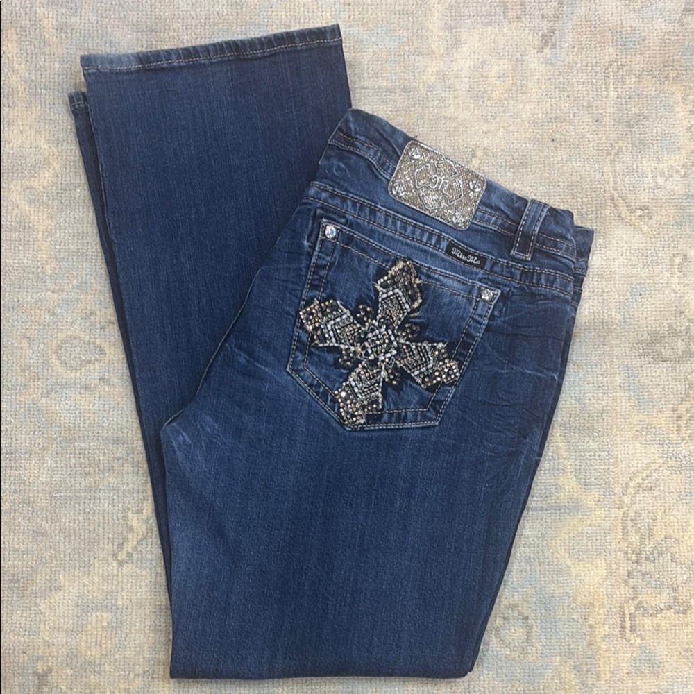Miss Me Boot Cut Jeans with Embellished Pocket